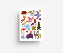 Load image into Gallery viewer, Woodland Animals Postcard DIN A6