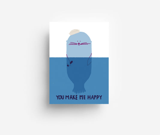 Happy Seal Postkarte DIN A6