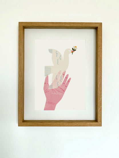 framed Dove Digital Print DIN A3 jungwiealt