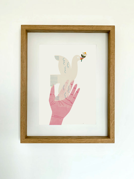 framed Dove Digital Print DIN A3 jungwiealt