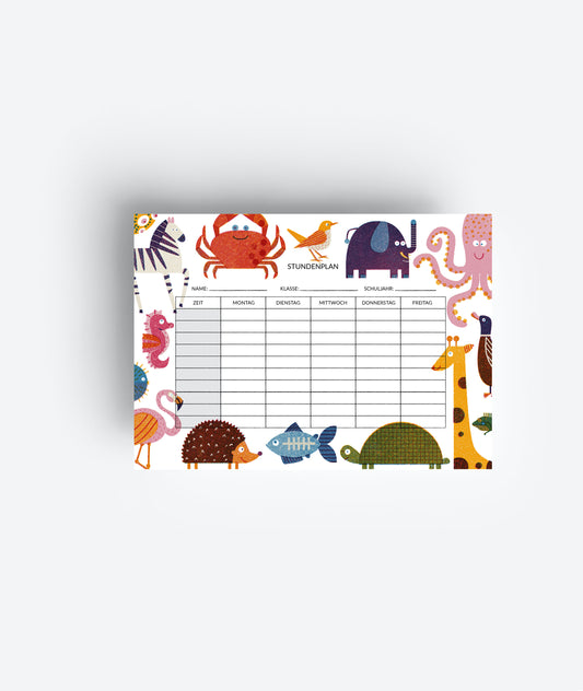 fun and cute Animal timetable jungwiealt