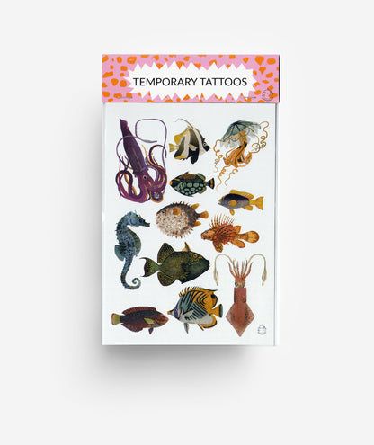 modern and fun exotic fish Temporary Tattoos