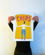 Laden Sie das Bild in den Galerie-Viewer, girl holding Chips DIGITAL PRINT DIN A3 jungwiealt
