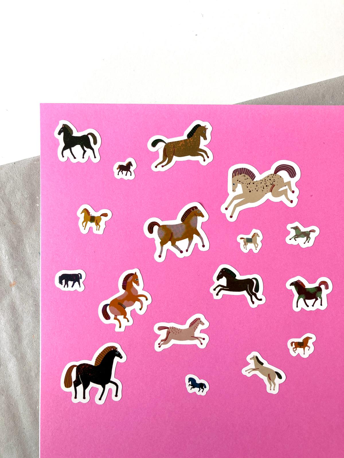 detail of Horses Kiss Cut Sticker Sheet jungwiealt