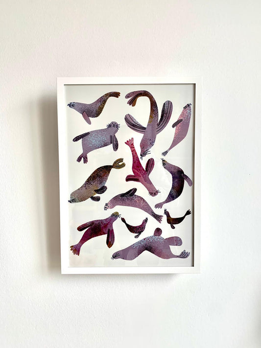 framed Seals Digital Print DIN A3 jungwiealt