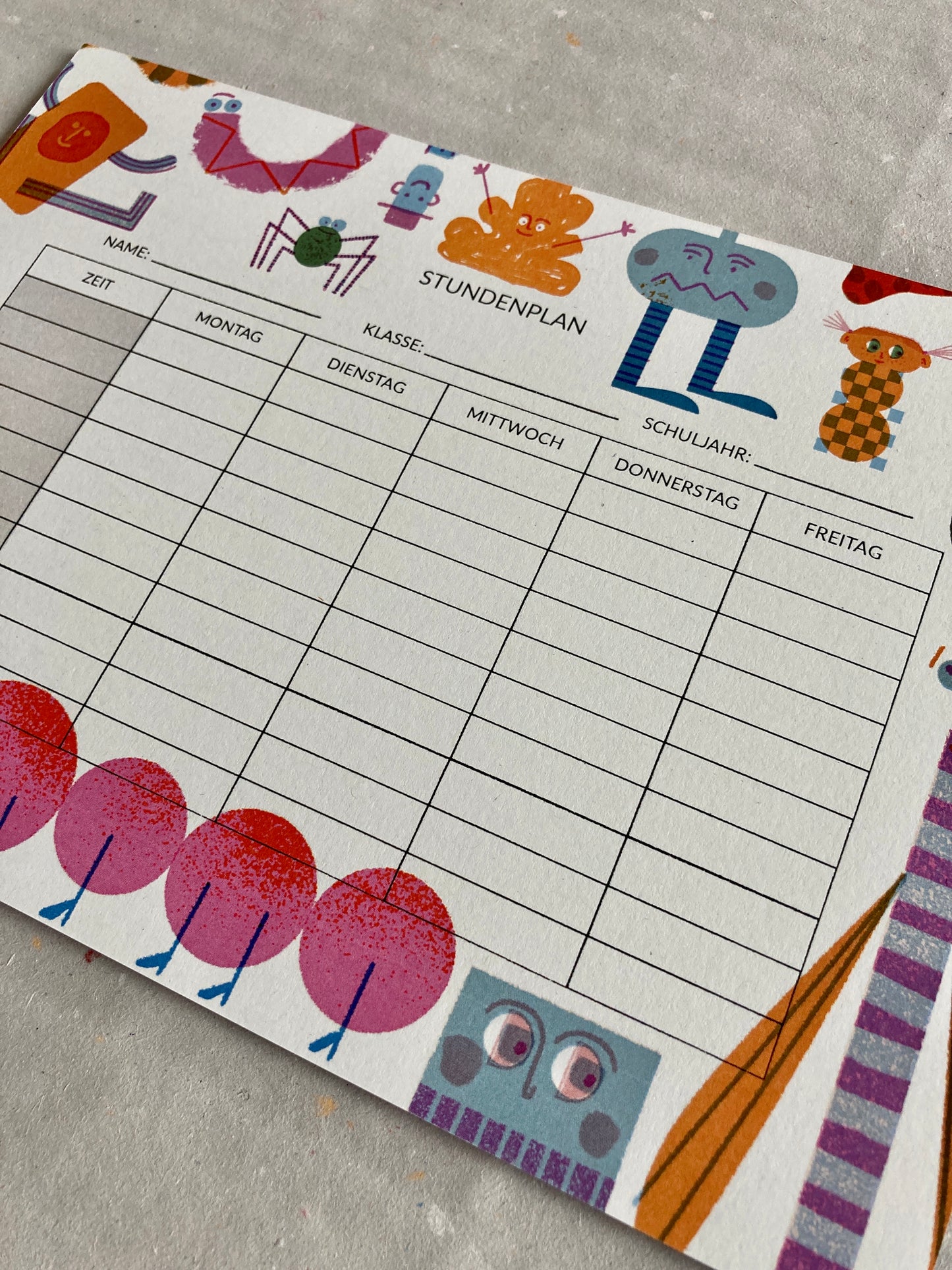 detail of modern and fun Friends timetable