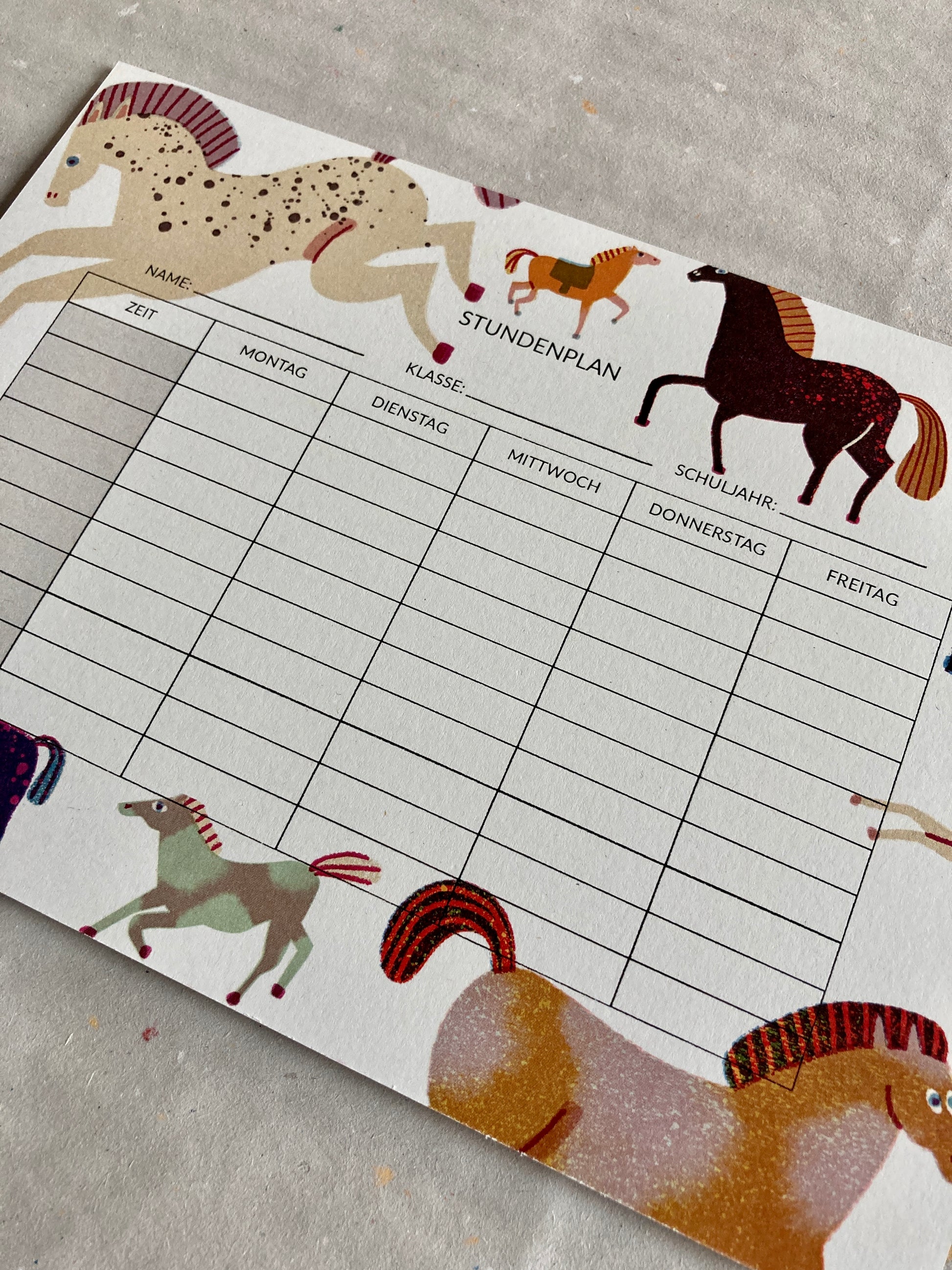 detail of Modern and unique Horse Timetable