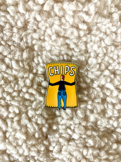 detail of Chips Enamel Pin jungwiealt